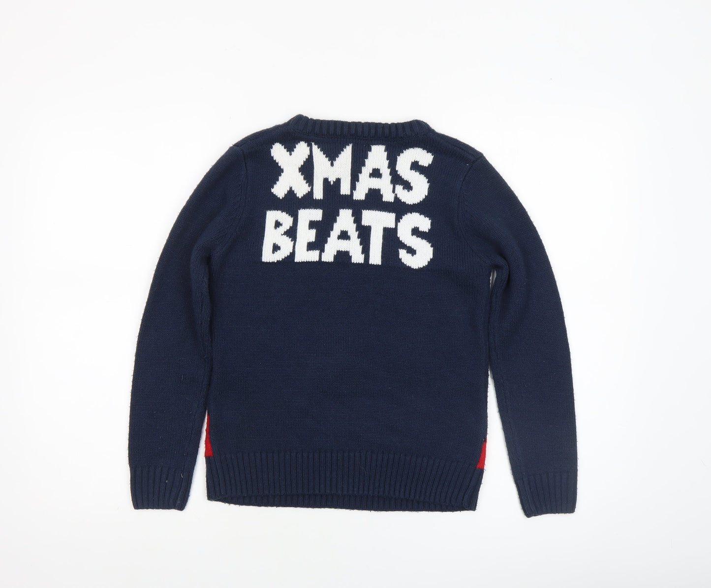 Merry Christmas Boys Navy Blue Acrylic Christmas Jumper Age 10 Santa Design