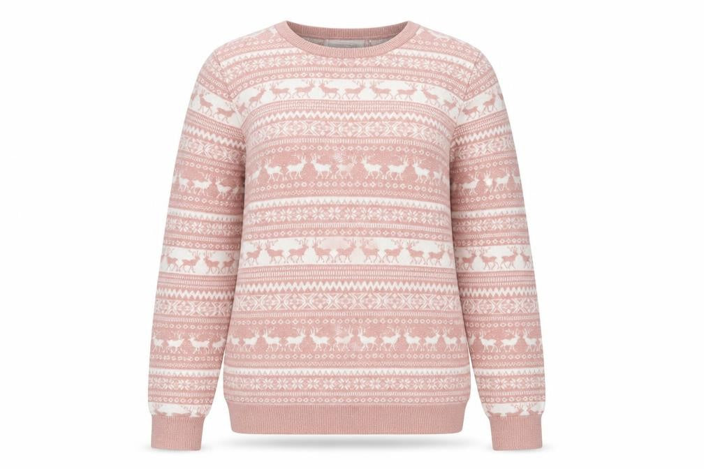 Next Womens Pink Fair Isle Knit Jumper UK 12 Winter Pullover