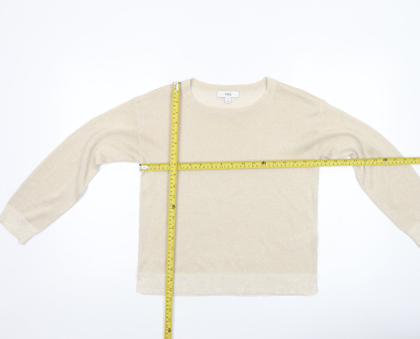 Marks and Spencer Women’s Beige XS Crew Neck Long Sleeve Knit Jumper