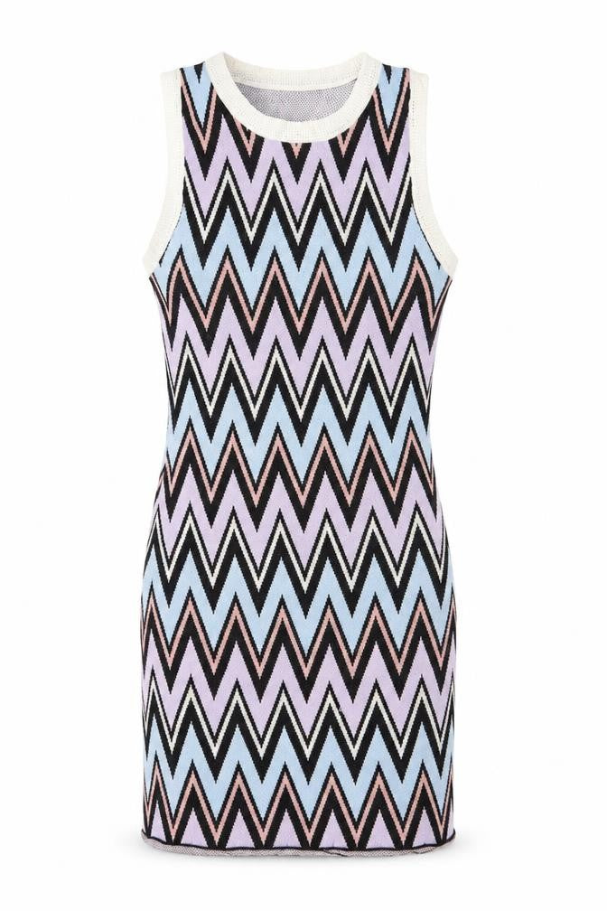 FLAM Mode Women’s Multicoloured Chevron Bodycon Mini Dress S