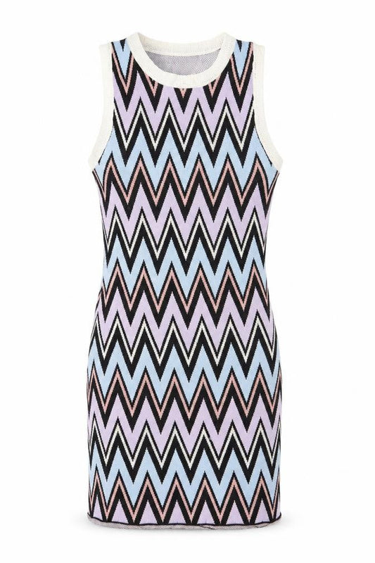 FLAM Mode Women’s Multicoloured Chevron Bodycon Mini Dress S