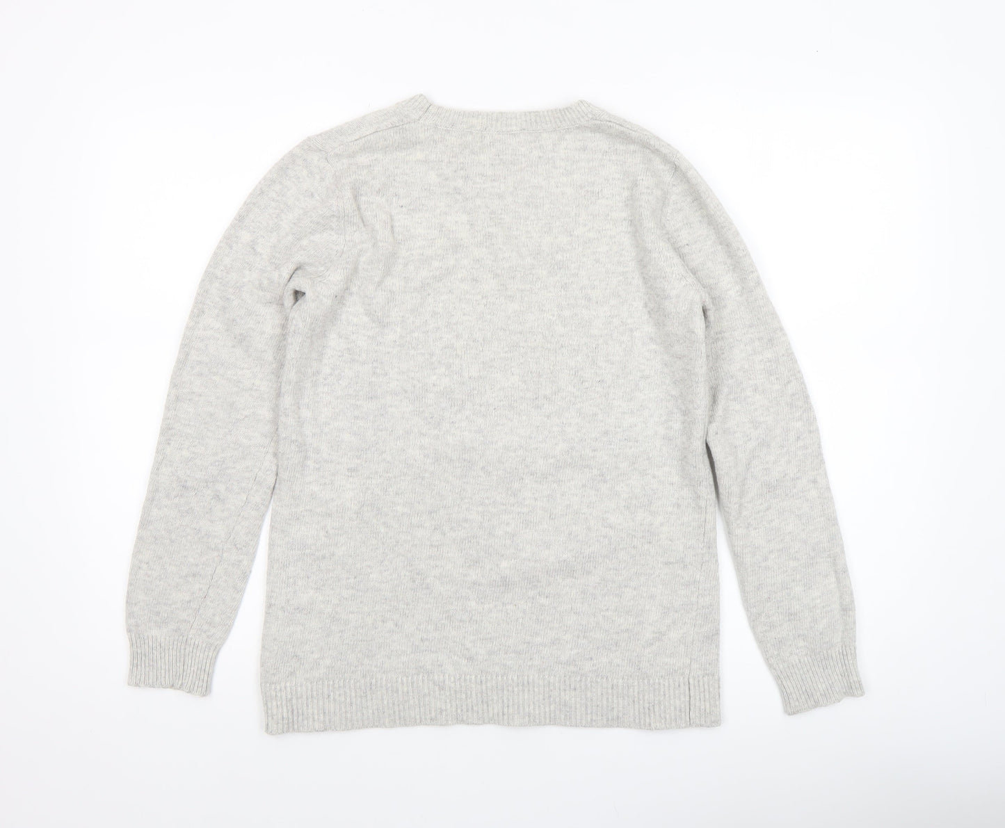 Oasis Women’s Grey Reindeer Sequin Jumper Size M Crew Neck Knitwear