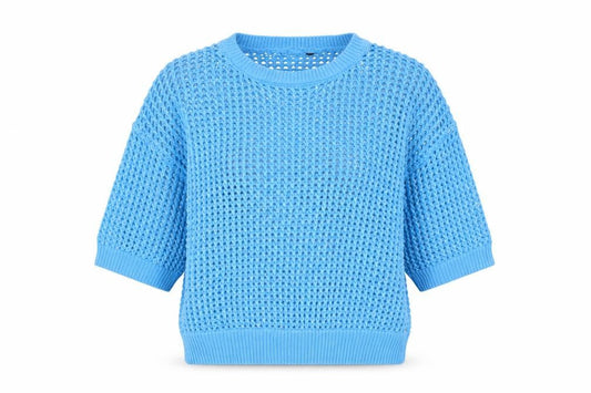 Peacocks Women's Blue Open-Knit Sequin Pullover Jumper Size M