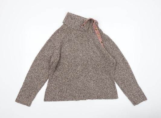 M&Co Women Brown Chunky Knit High Neck Pullover Jumper L