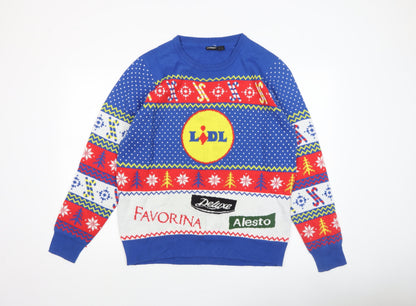 Livergy Men Blue Christmas Fair Isle Pullover Jumper L