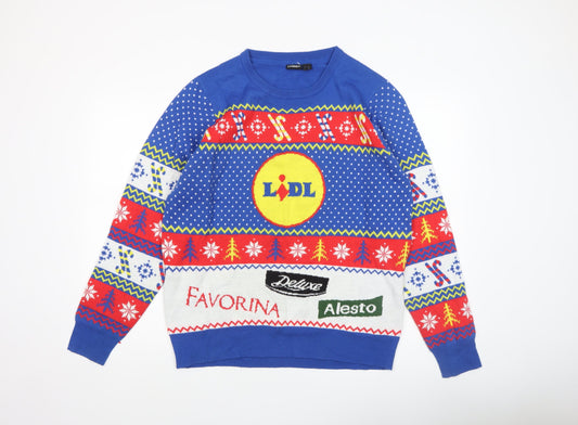 Livergy Men Blue Christmas Fair Isle Pullover Jumper L