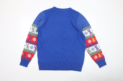 Livergy Men Blue Christmas Fair Isle Pullover Jumper L