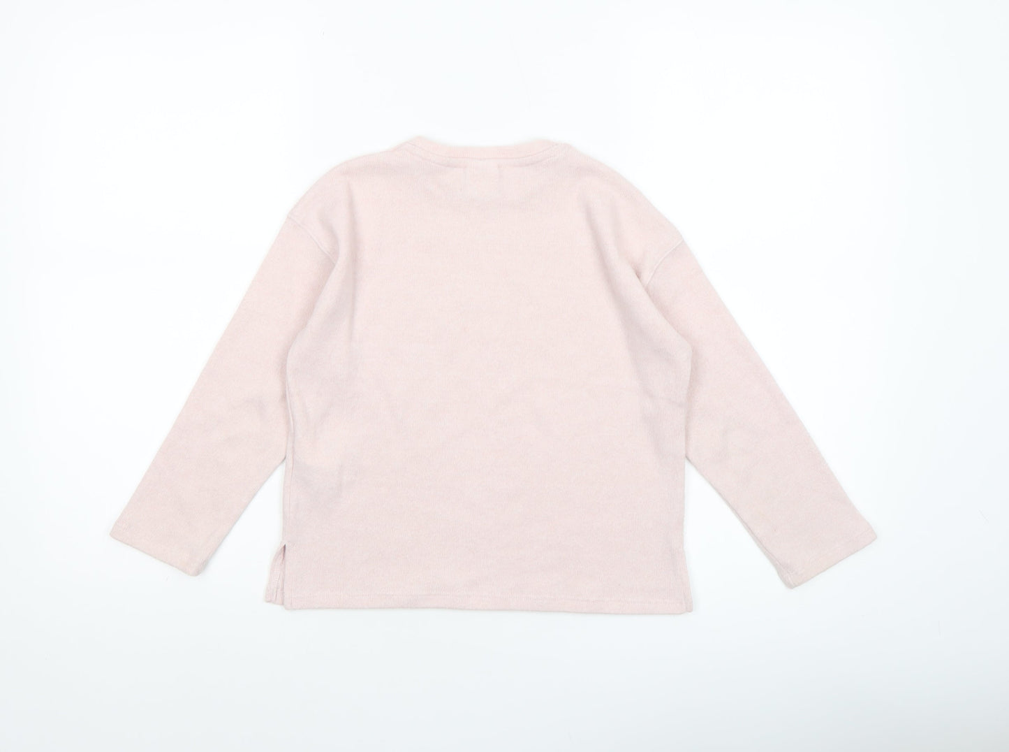 Zara Girls Pink Pullover Jumper 6-7 Years Soft Knit Crew Neck