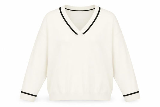 Mango Women's Ivory V-Neck Knit Jumper Size S Classic Style