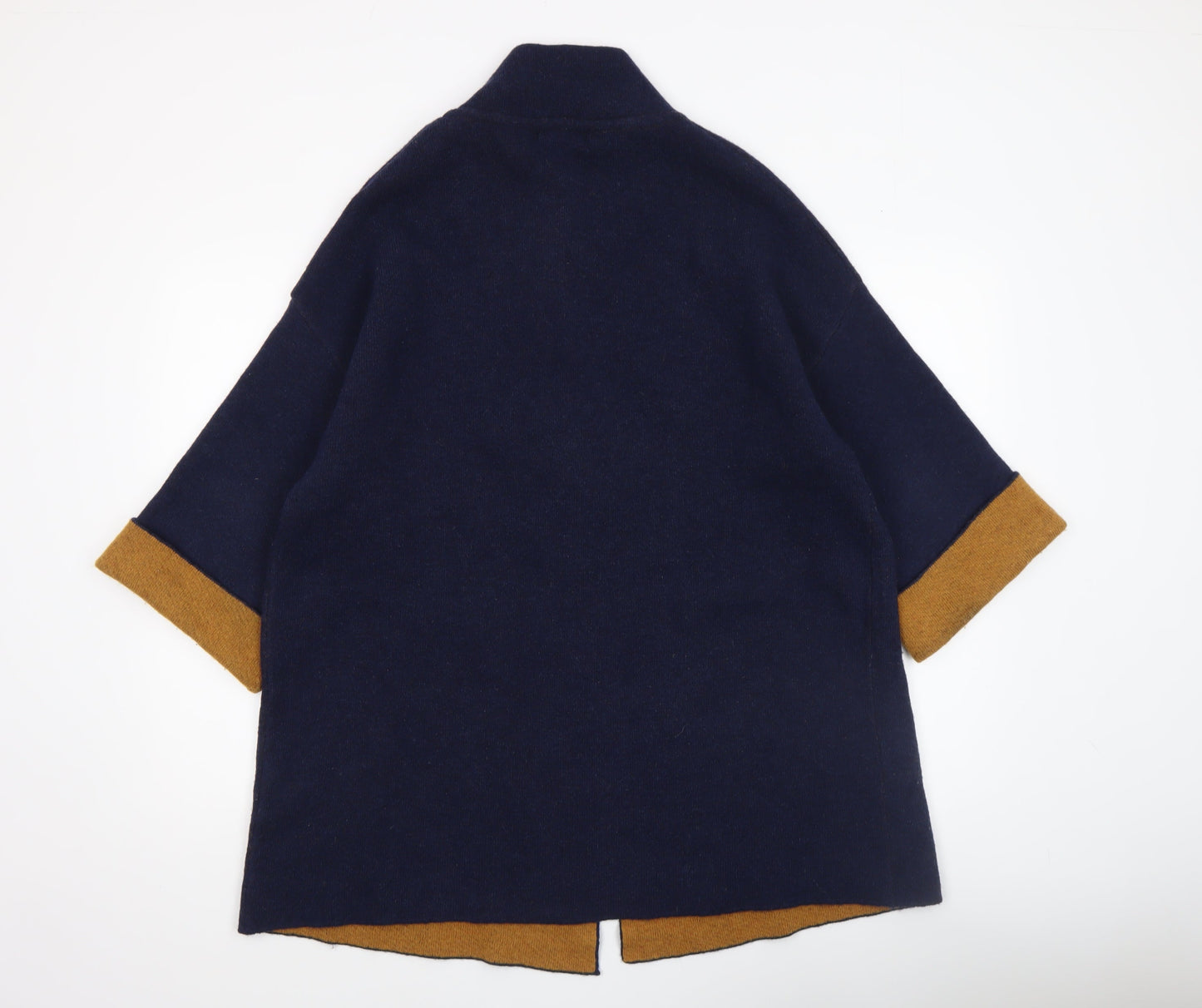 Chiaramente Womens Blue Wool Cape Jumper L Relaxed Fit