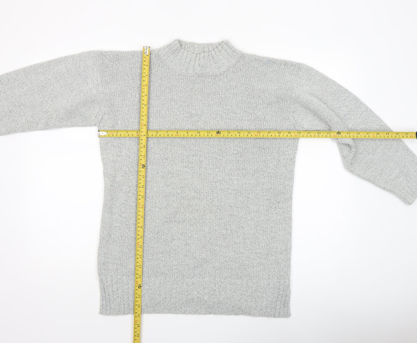 Mixed Spice Womens Grey Mock Neck Knit Pullover Jumper Size S