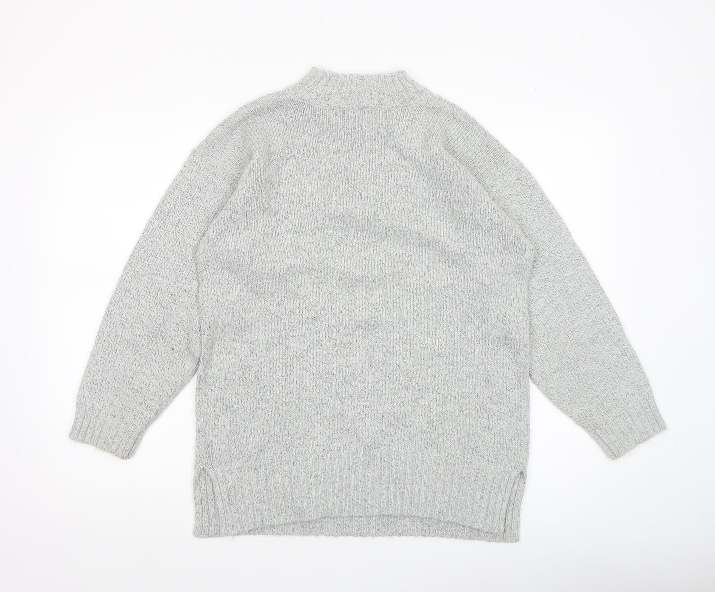 Mixed Spice Womens Grey Mock Neck Knit Pullover Jumper Size S
