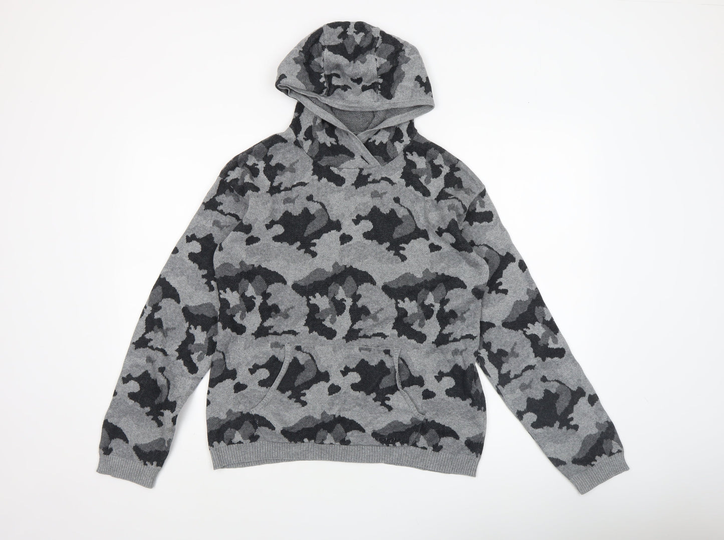 Firetrap Boys Grey Camouflage Hooded Cotton Pullover Jumper 13 Years