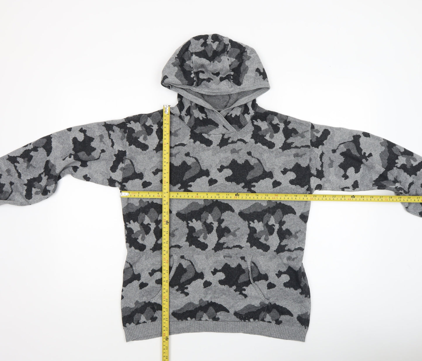 Firetrap Boys Grey Camouflage Hooded Cotton Pullover Jumper 13 Years