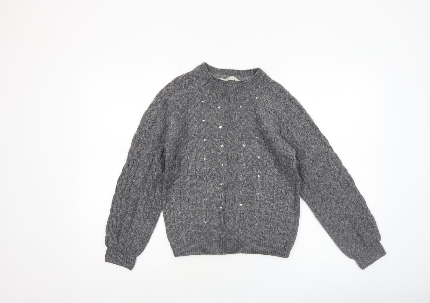 John Lewis Girls Grey Cable Knit Pullover Jumper Age 12 Years