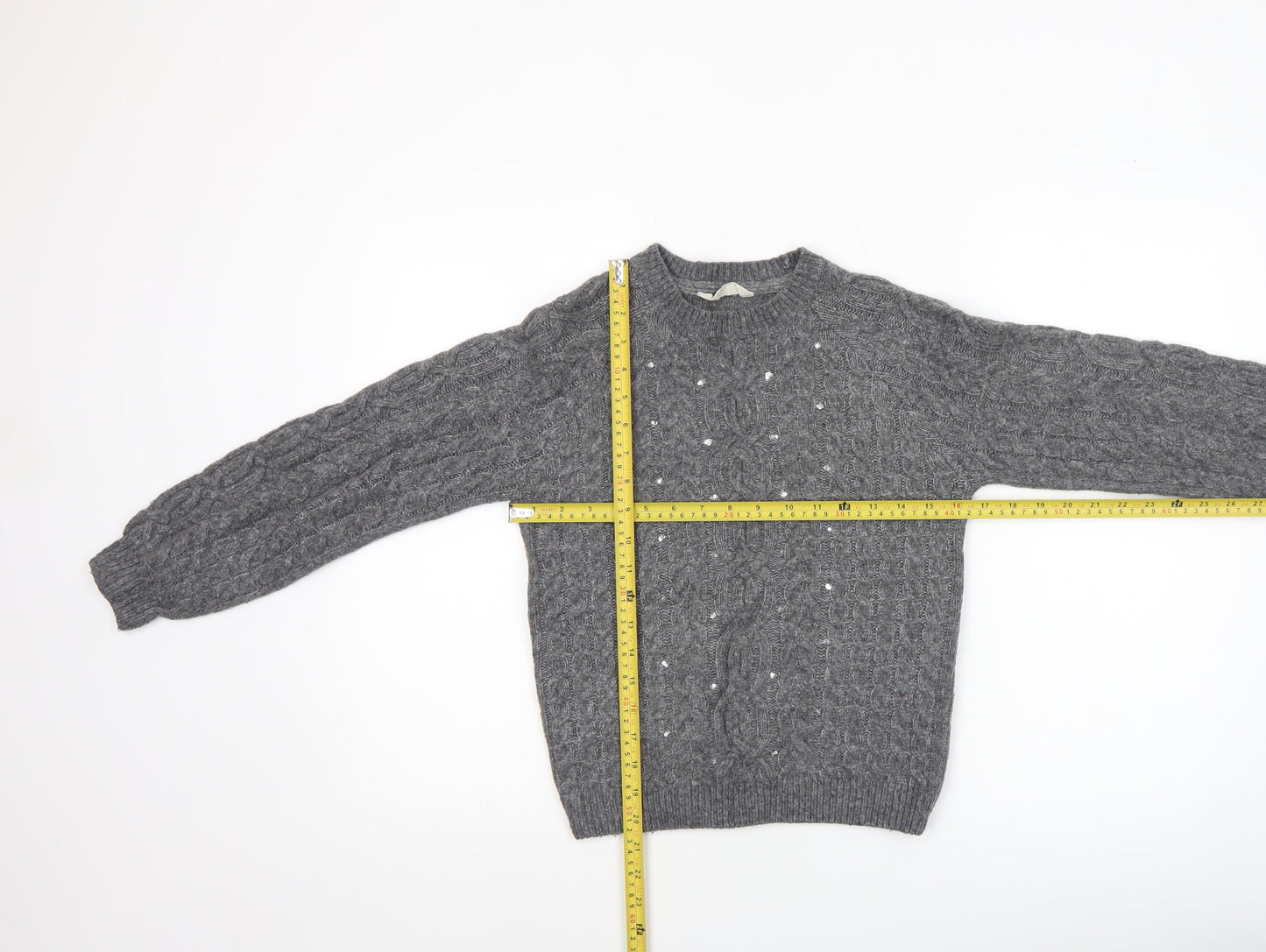John Lewis Girls Grey Cable Knit Pullover Jumper Age 12 Years