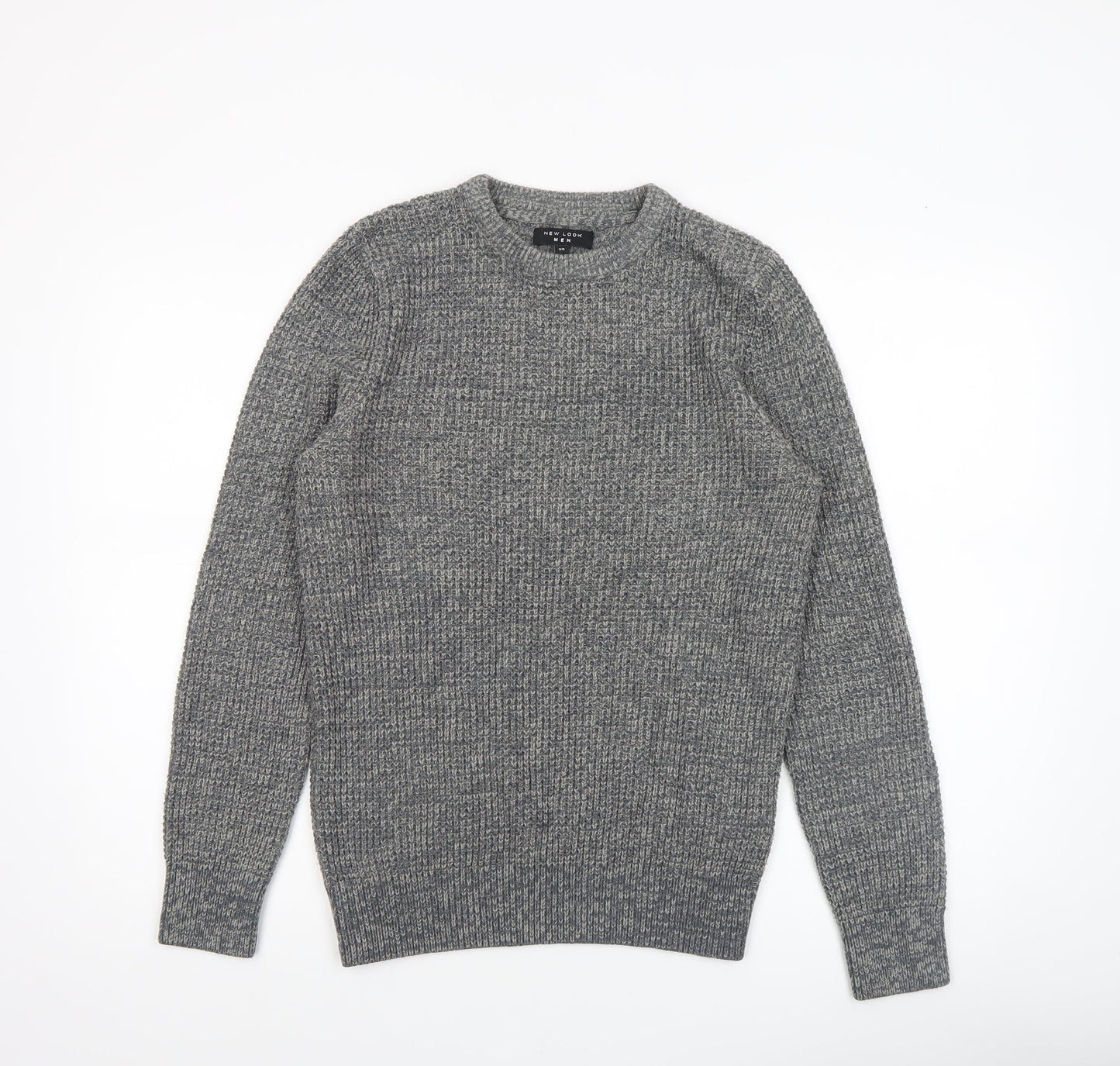 New Look Men Grey Chunky Knit Crew Neck Jumper XS
