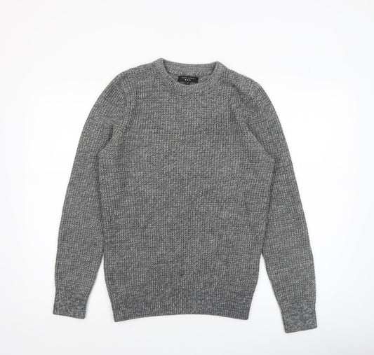 New Look Men Grey Chunky Knit Crew Neck Jumper XS