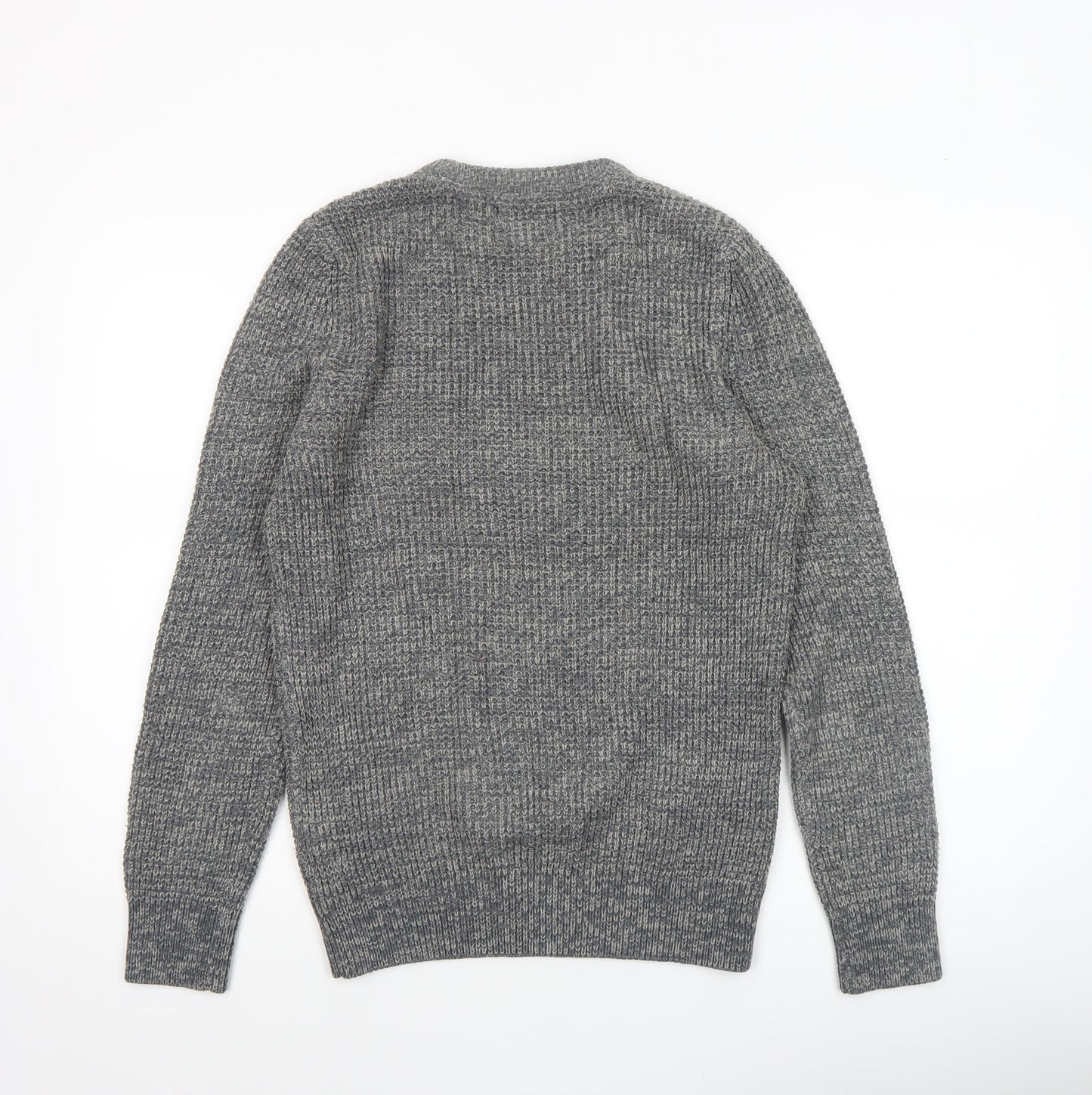 New Look Men Grey Chunky Knit Crew Neck Jumper XS
