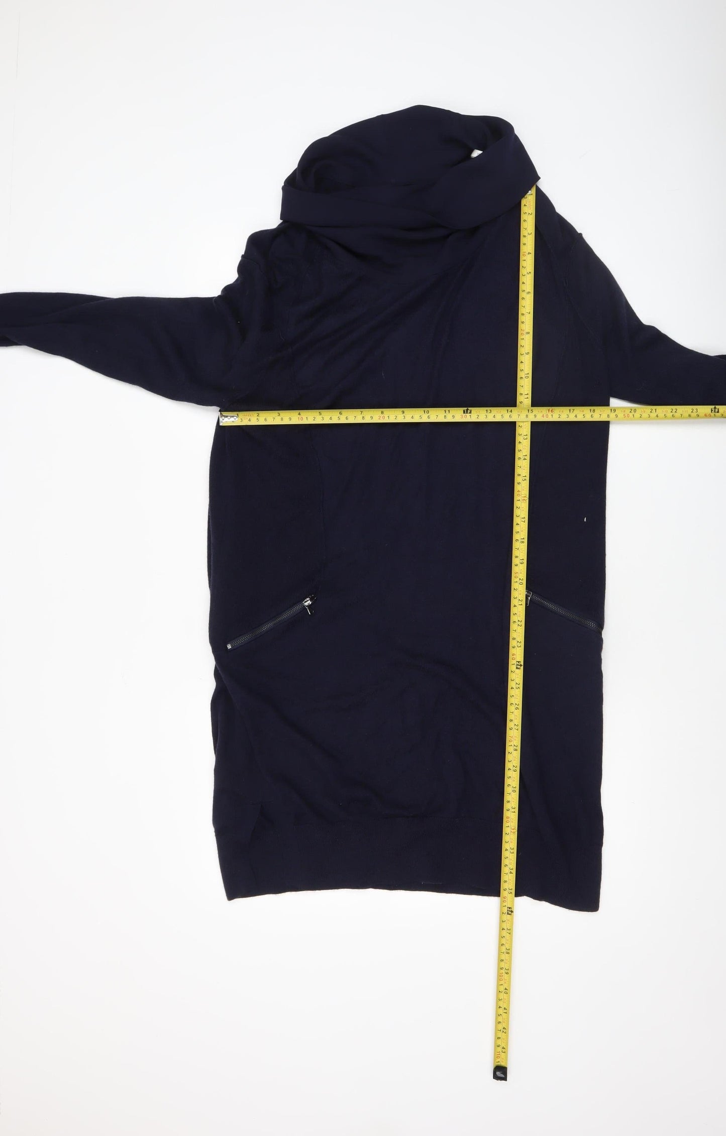 John Rocha Women's Blue Cowl Neck Long Sleeve Tunic Jumper Size 16
