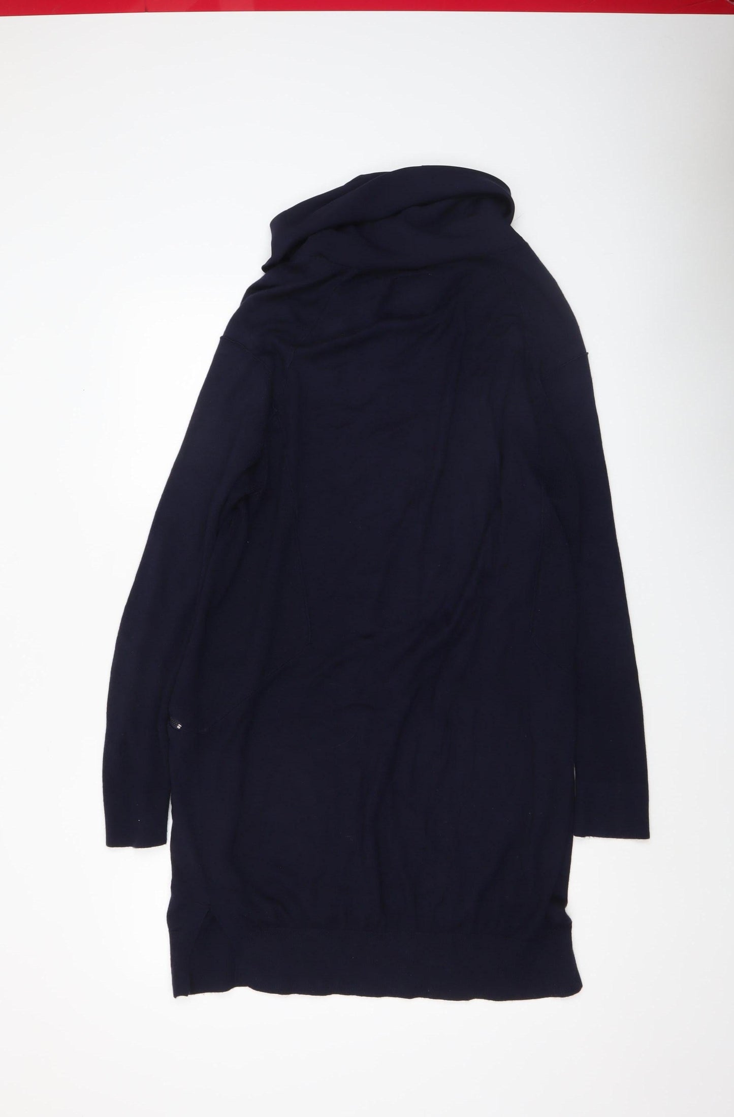 John Rocha Women's Blue Cowl Neck Long Sleeve Tunic Jumper Size 16