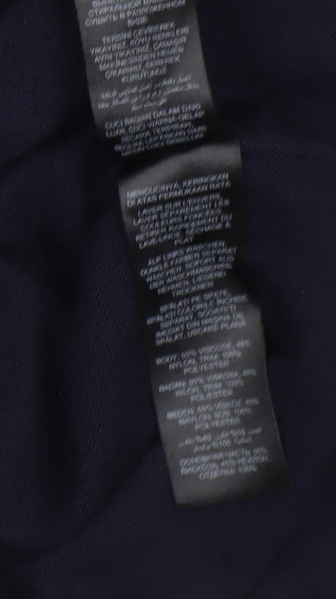 John Rocha Women's Blue Cowl Neck Long Sleeve Tunic Jumper Size 16