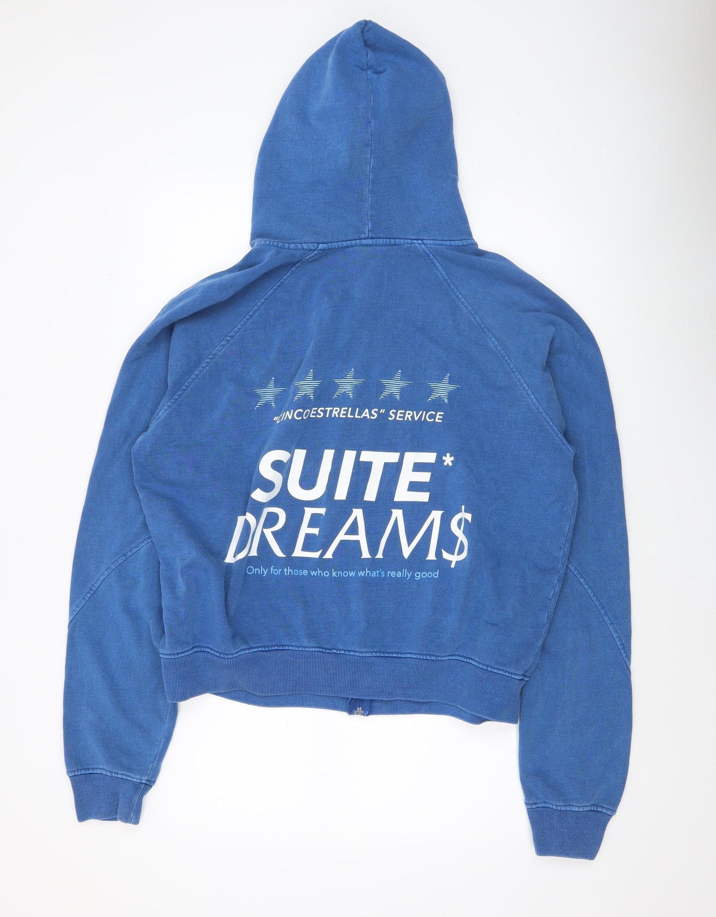 STWD Blue Men’s Full Zip Hoodie S Graphic Print Cotton Blend