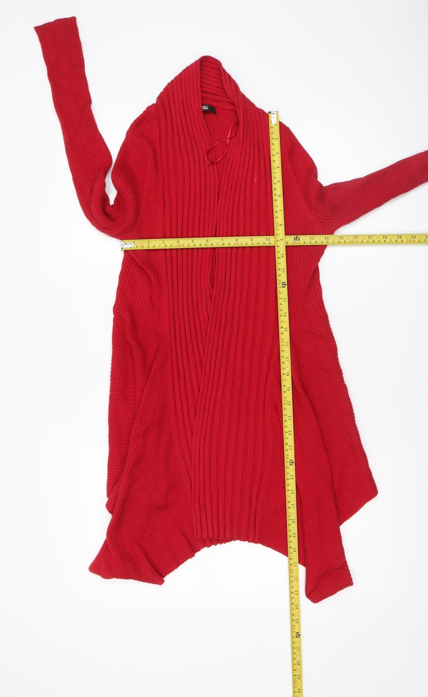 Marks and Spencer Women’s Red Ribbed Knit Cardigan Size 12
