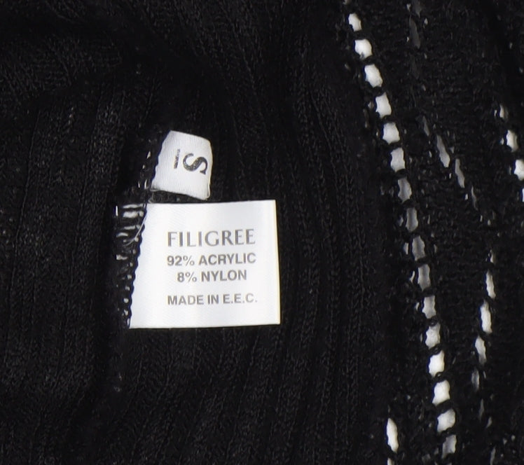 Saloos Women Black Open Knit Cardigan Small Acrylic Nylon
