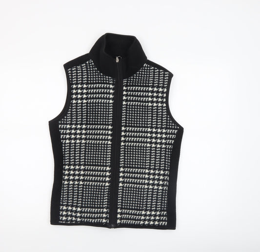 Eivissa Women's Black Check Fleece Waistcoat Bodywarmer Size S