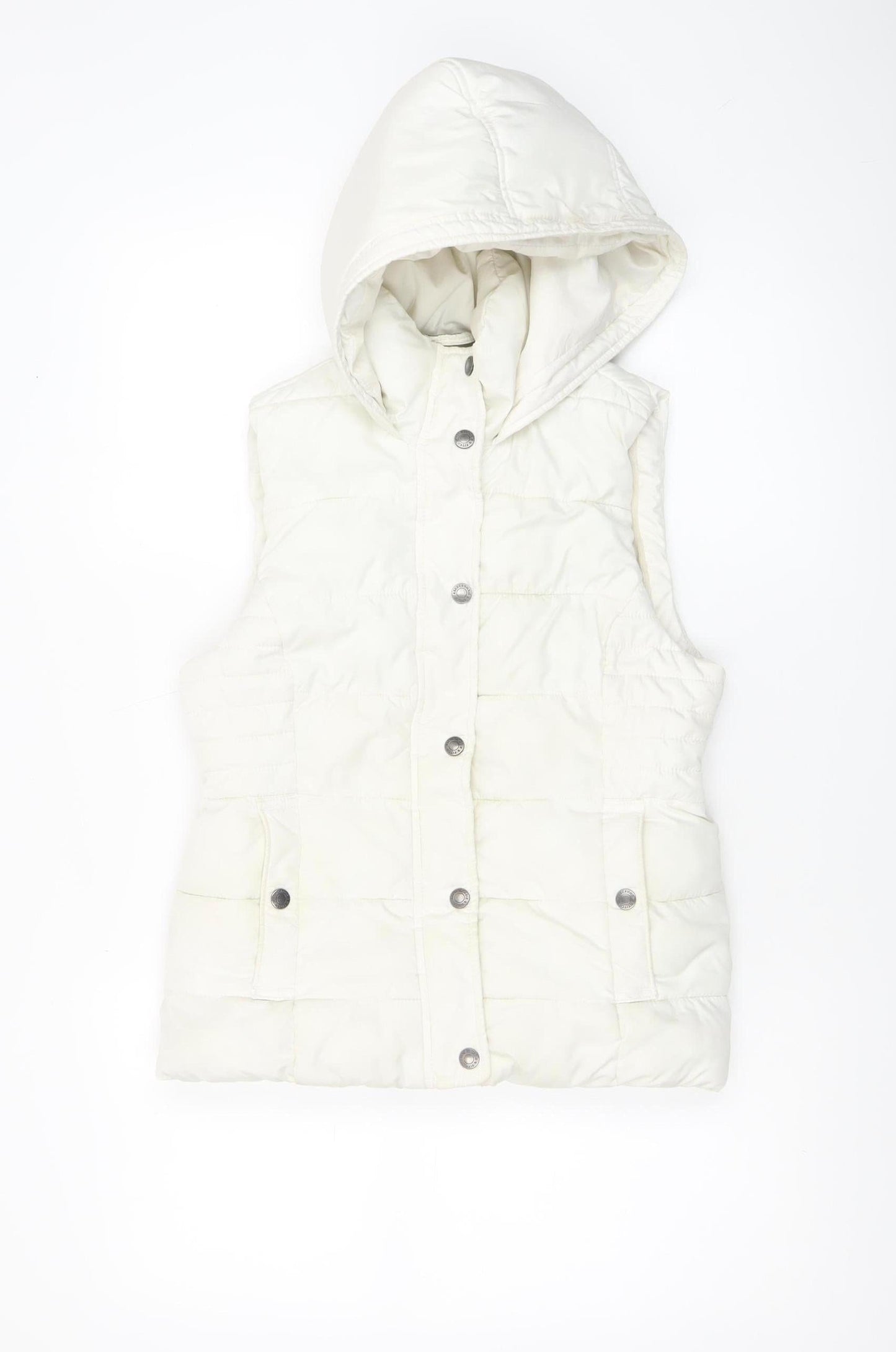 Abercrombie & Fitch Womens White XS Hooded Puffer Waistcoat