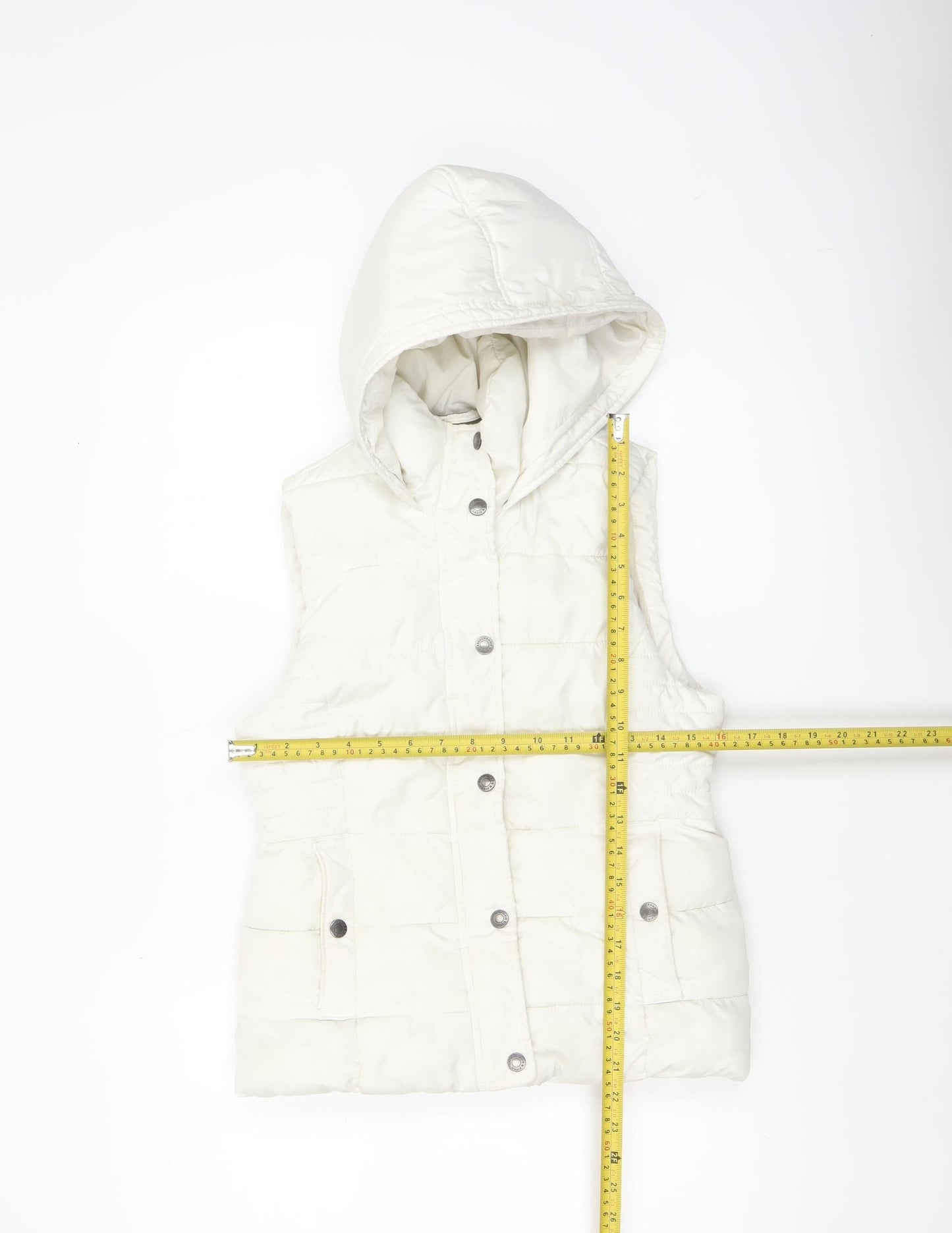 Abercrombie & Fitch Womens White XS Hooded Puffer Waistcoat