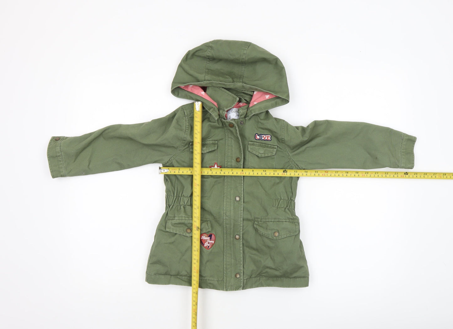 Vertbaudet Girls Green Hooded Cotton Parka Coat 5 Years Lined Casual Jacket
