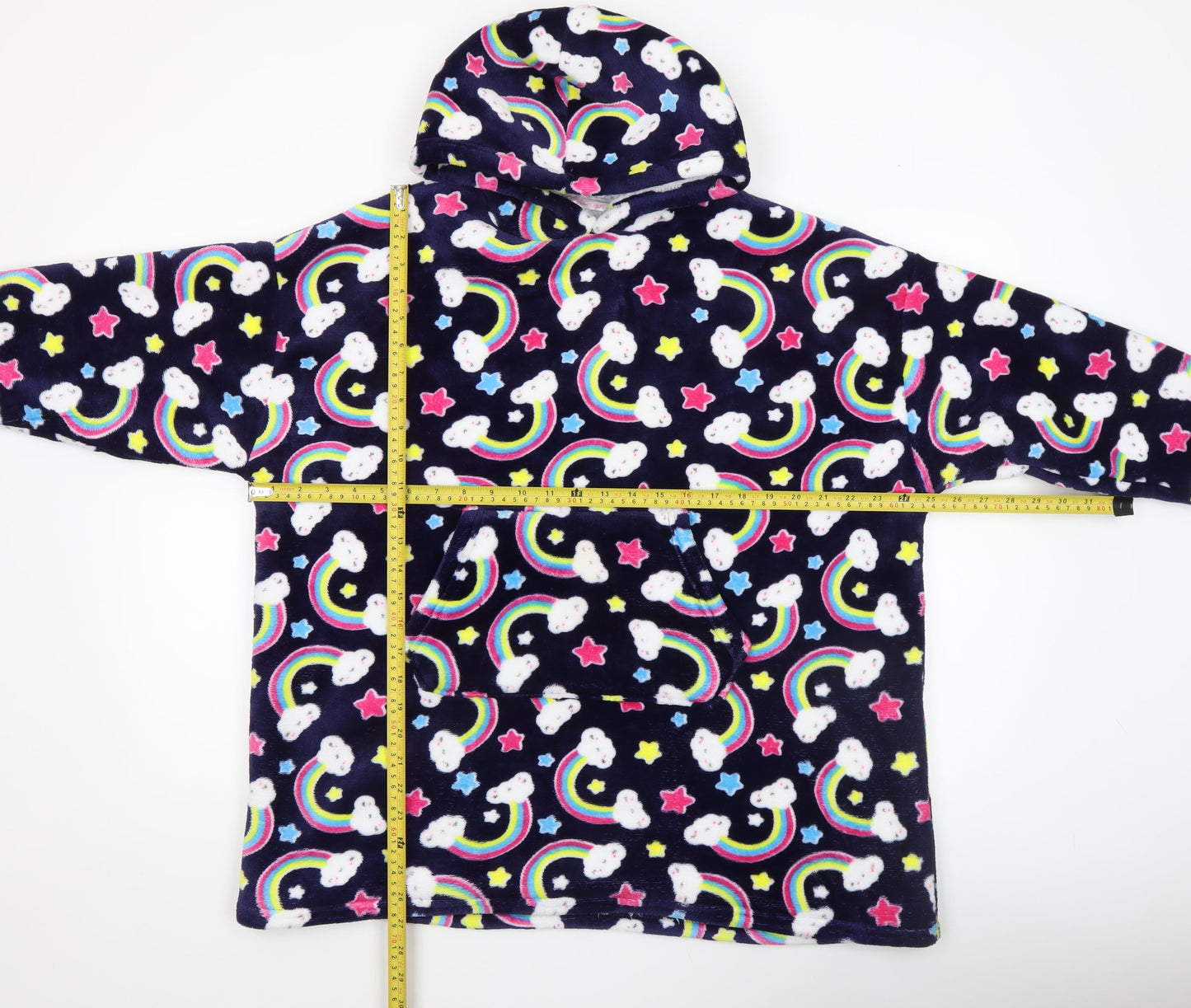 Girls Multicoloured Rainbow Cloud Fleece Hoodie Nightshirt 11-12 Years