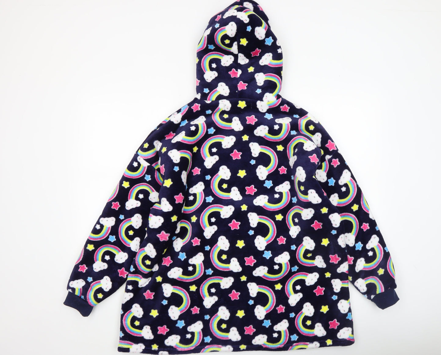 Girls Multicoloured Rainbow Cloud Fleece Hoodie Nightshirt 11-12 Years