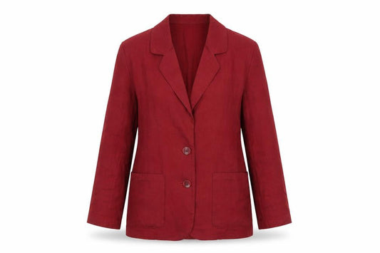 Marks & Spencer Women Dark Coral Linen Blend Blazer UK 10 Regular Fit
