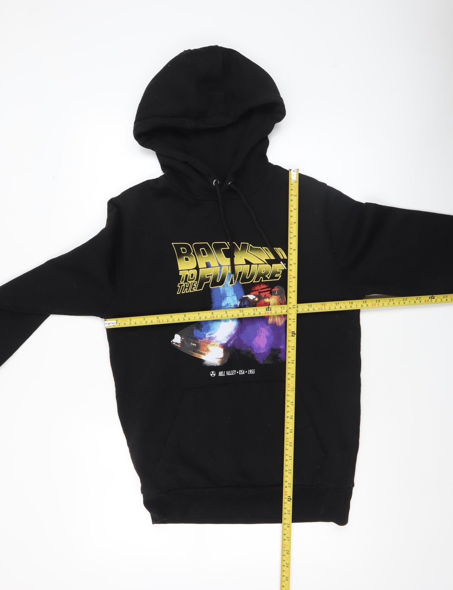 Back to the Future Men's Black Pullover Hoodie Small Graphic Print