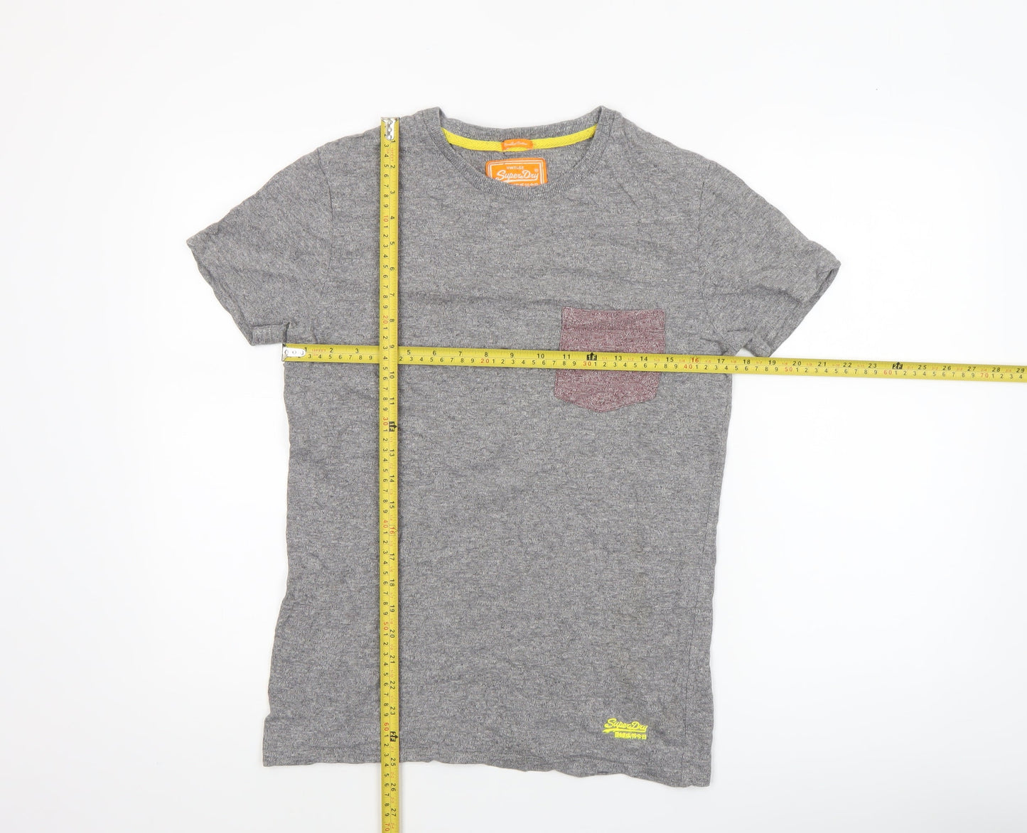 Superdry Men's Grey Cotton Slim Fit Crew Neck T-Shirt Size S