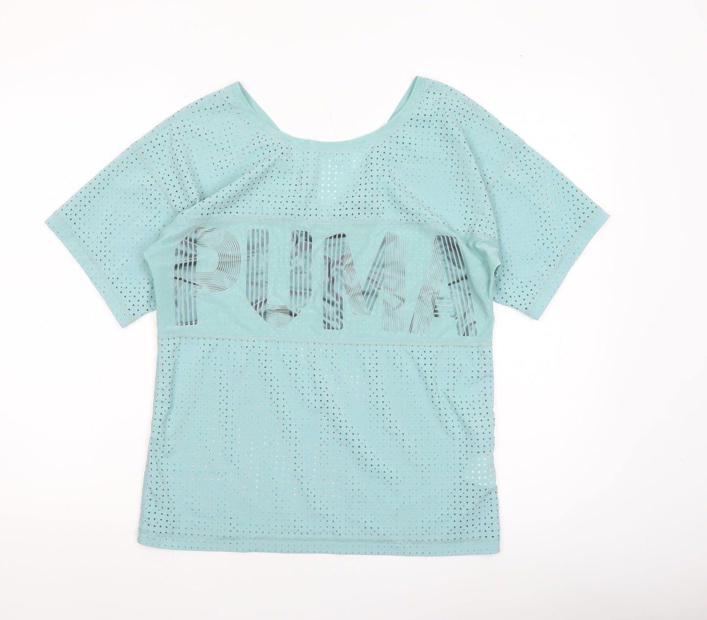 Puma Womens Blue XS Mesh Lightweight Short Sleeve Active T-Shirt