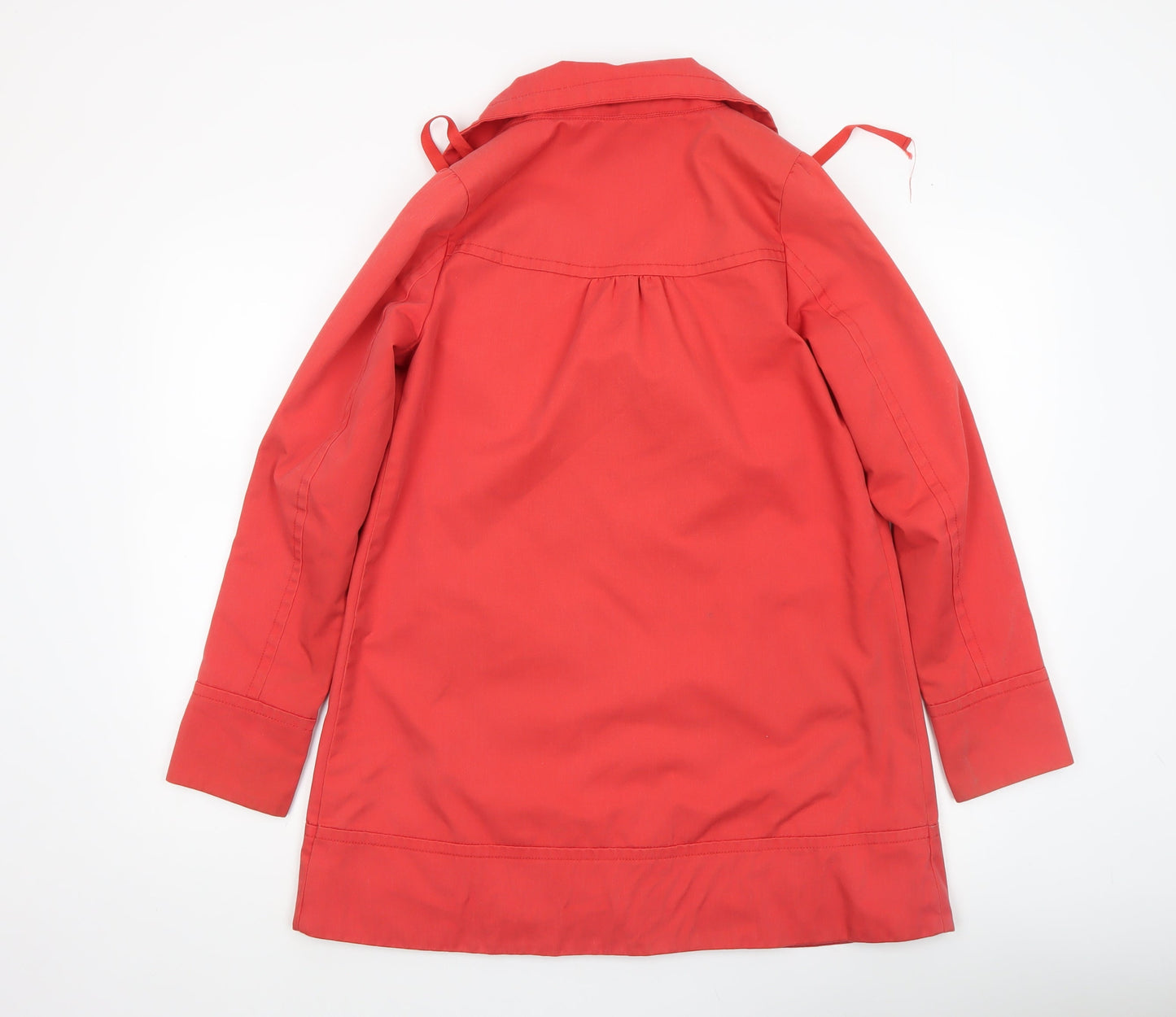 Urban Surface Women's Red Mid-Length Rain Coat Size S Hooded Twill Zip Jacket