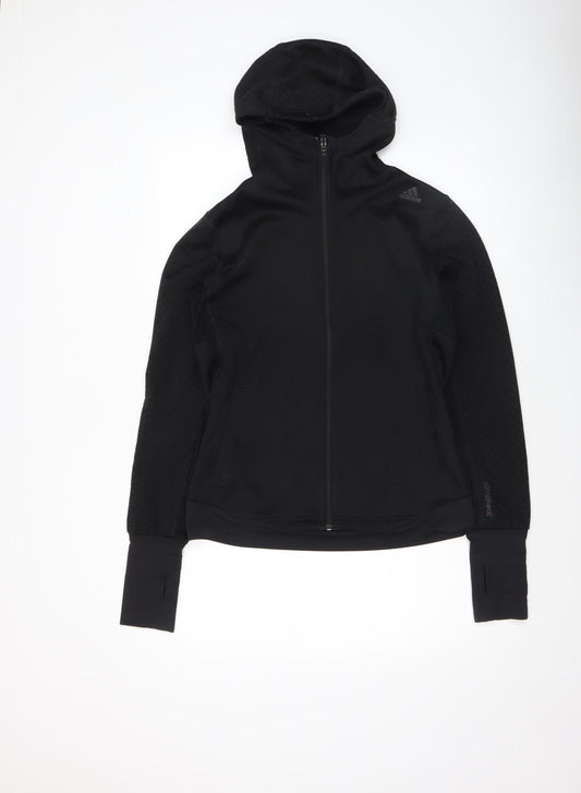 Adidas Women's Black Full Zip Hooded Sweatshirt Size S 8-10 Climalite