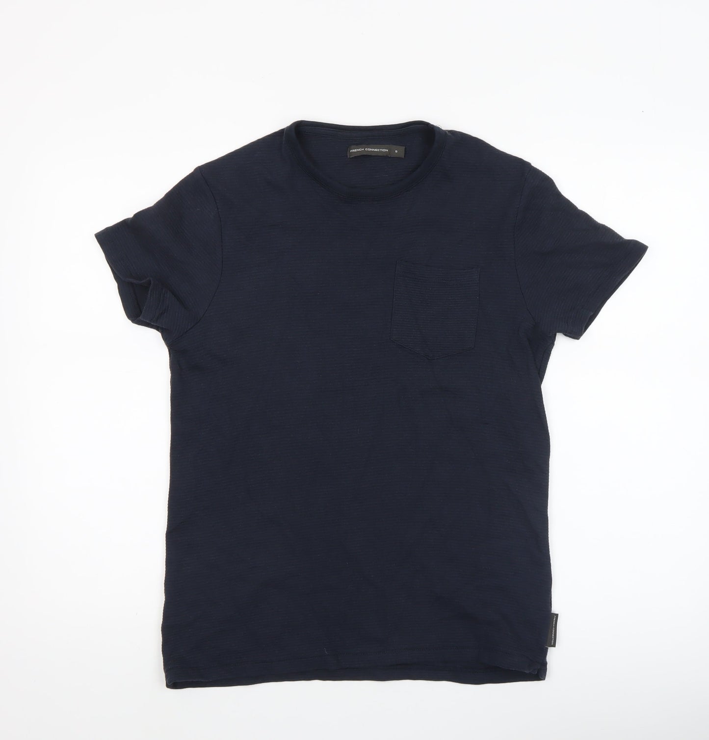 French Connection Men's Blue Cotton Crew Neck T-Shirt Size S