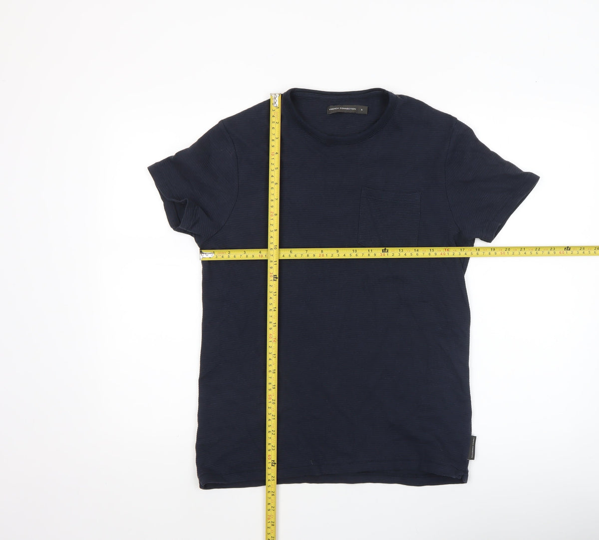 French Connection Men's Blue Cotton Crew Neck T-Shirt Size S
