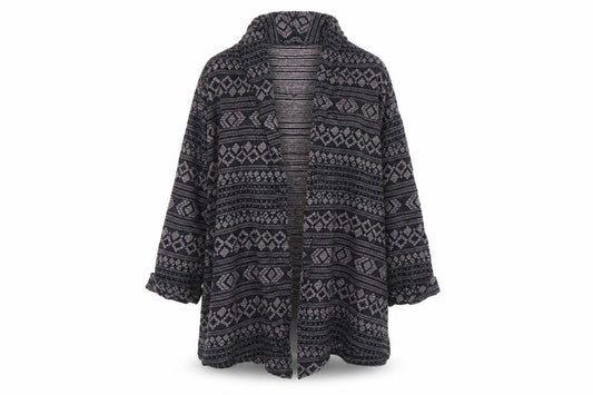 FatFace Women's Blue Geometric Knit Cotton Modal Coatigan Size 12