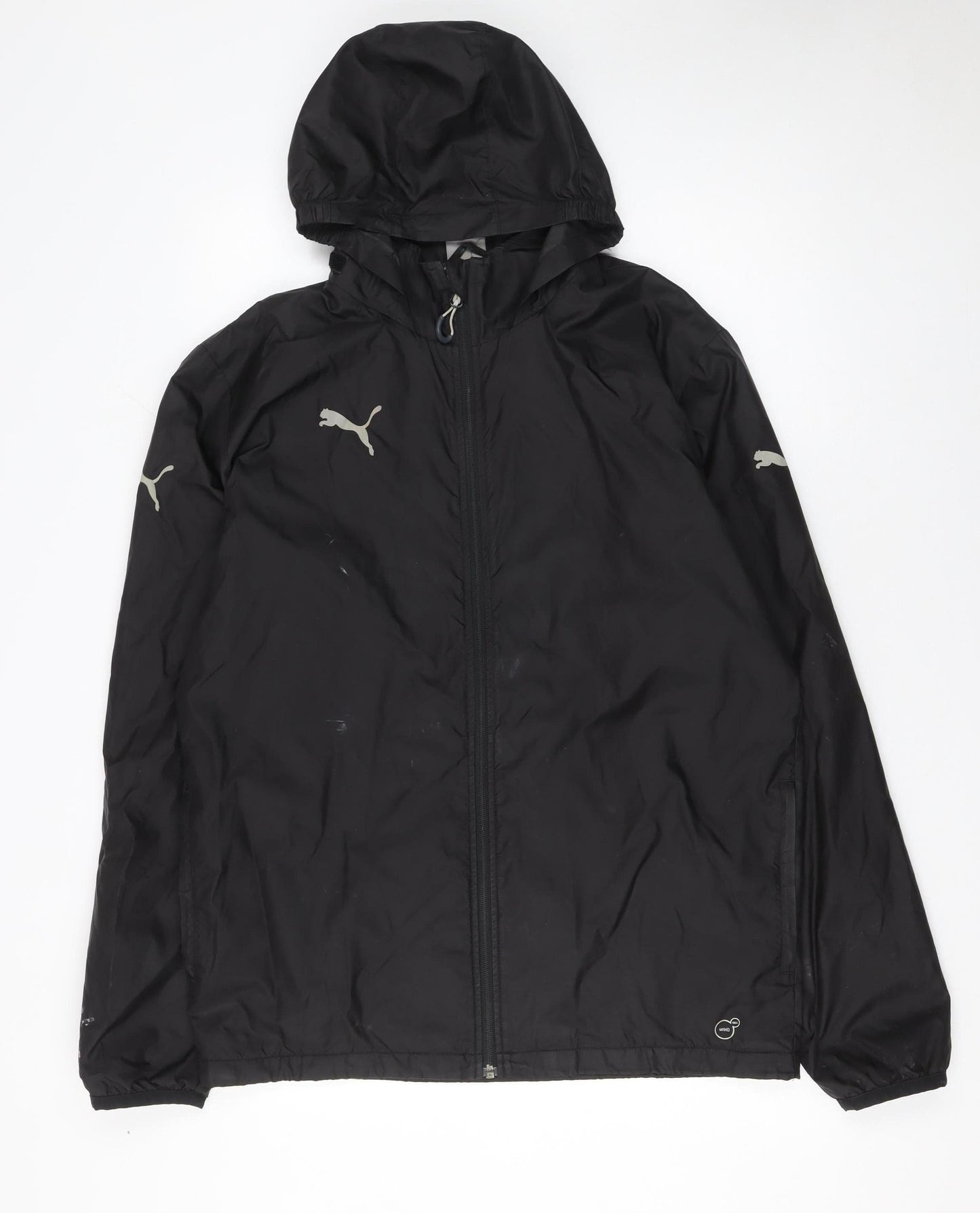 Puma Men's Black M Hooded Windbreaker Jacket Nylon Zip Up