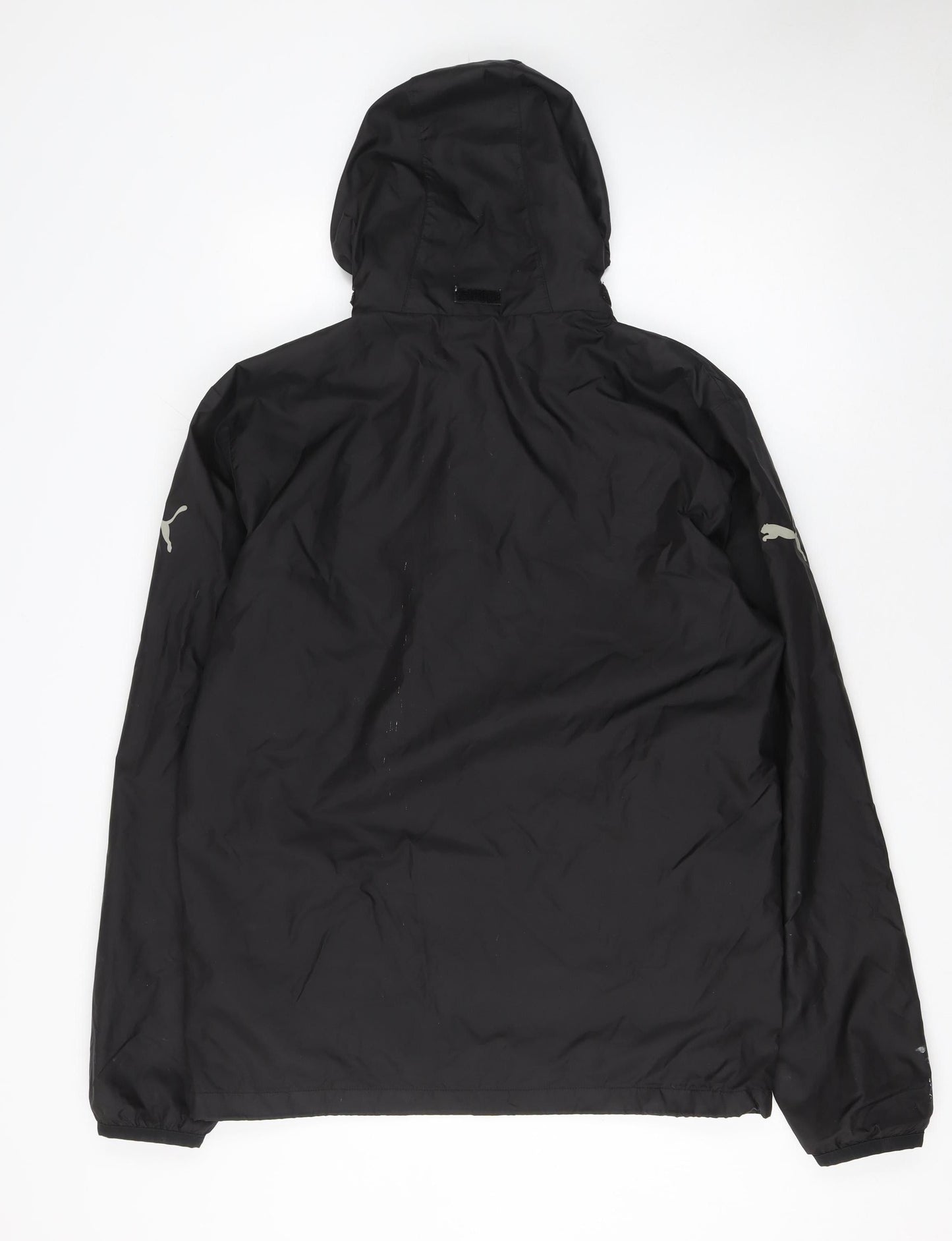 Puma Men's Black M Hooded Windbreaker Jacket Nylon Zip Up