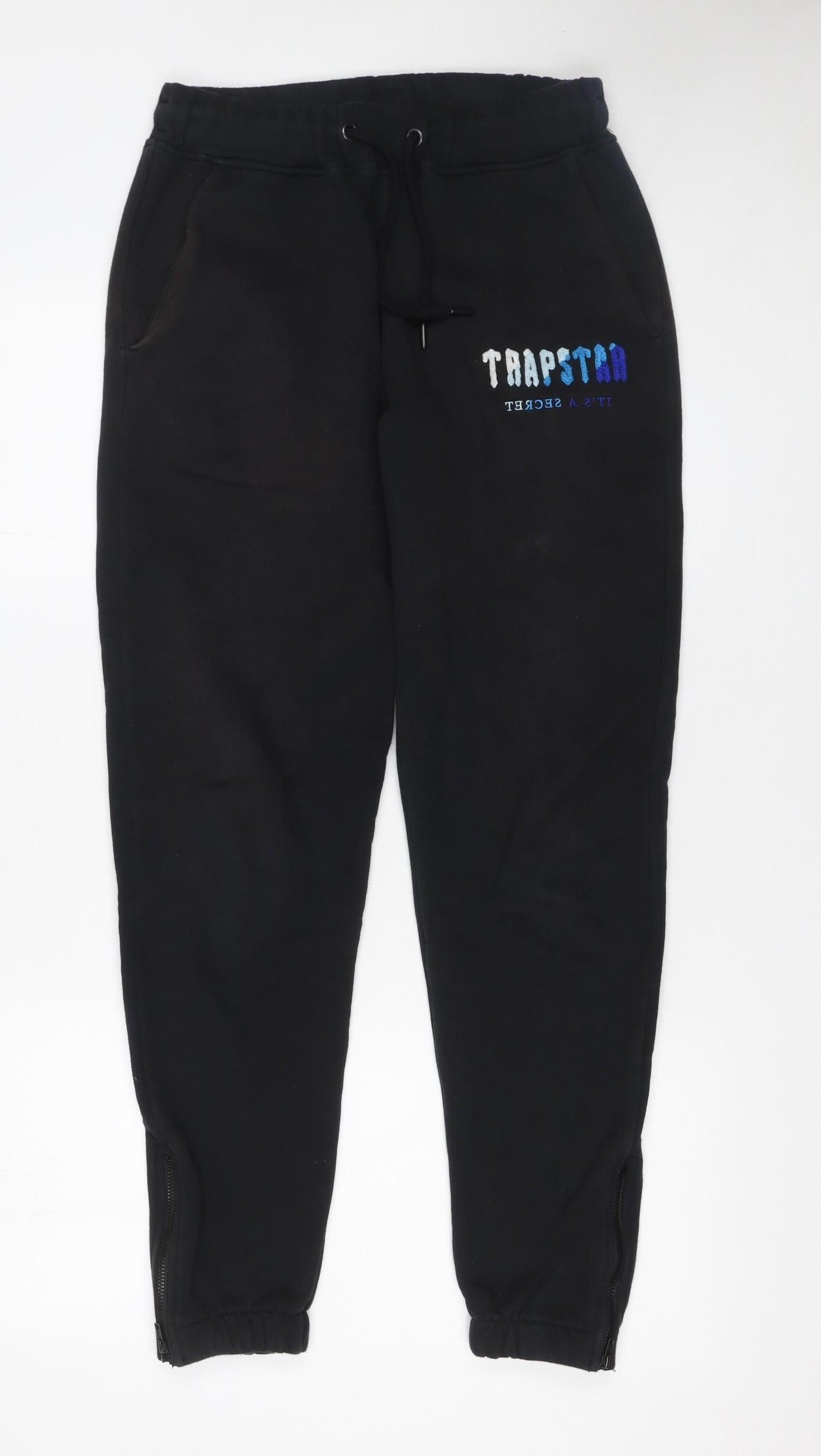 Trapstar Men's Black XS Joggers with Logo and Ankle Zips