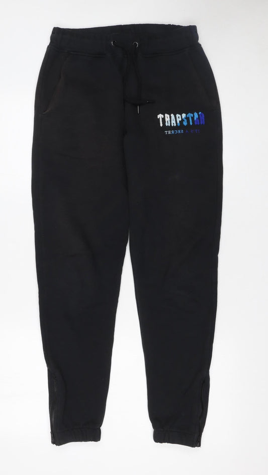 Trapstar Men's Black XS Joggers with Logo and Ankle Zips