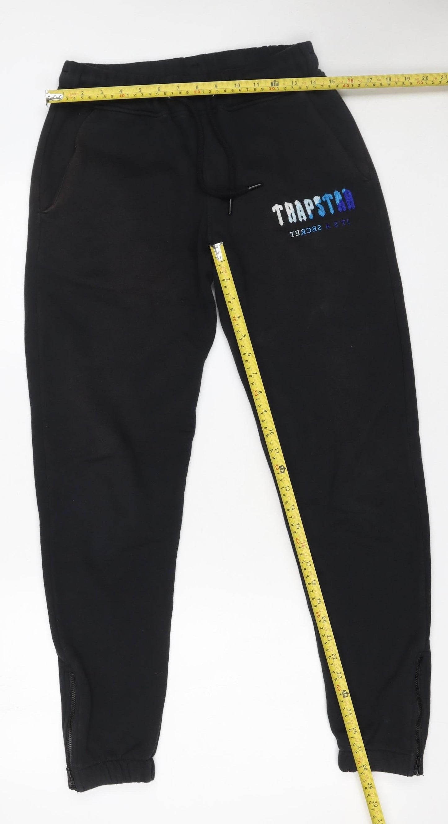 Trapstar Men's Black XS Joggers with Logo and Ankle Zips