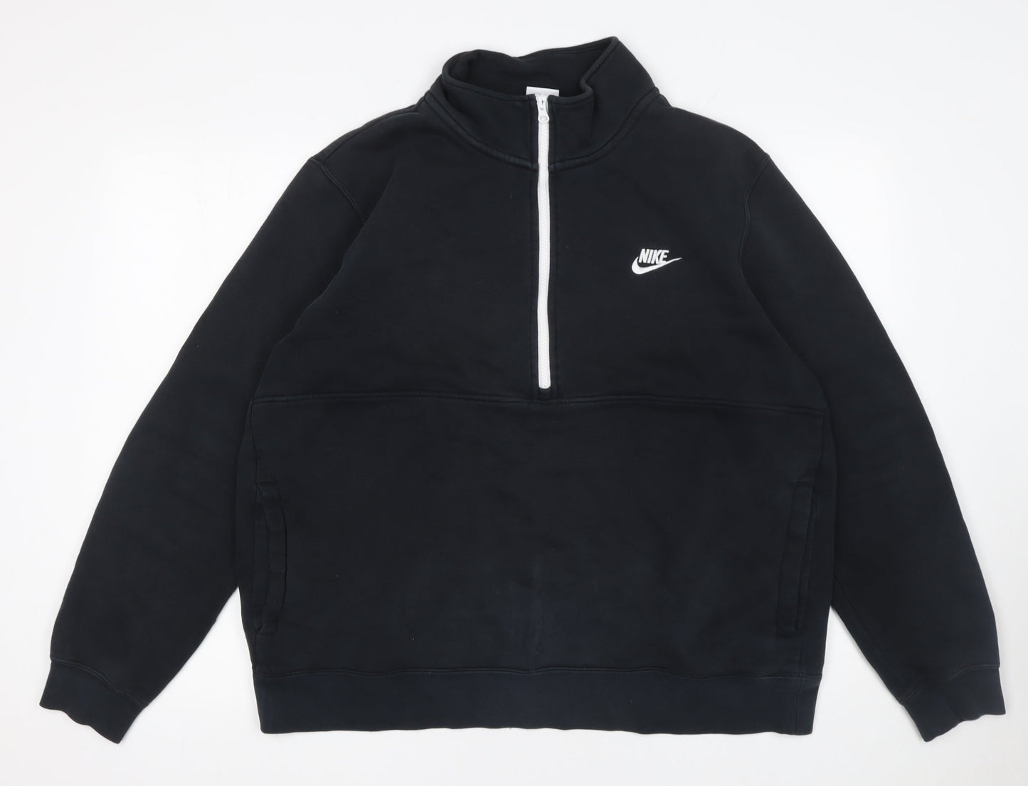 Nike Men's Black 1/4 Zip Fleece Sweatshirt L Regular Fit